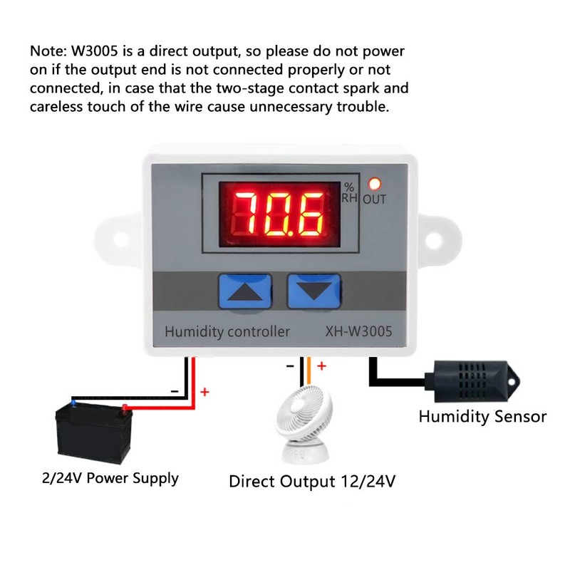 XH-W3005 Digital Humidity Controller High Accuracy Humidity Sensor Hygrometer 12V/24V/220V(12V)