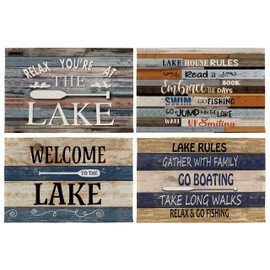 Lake House Decor Placemats Set of 4,Lake Decor for The Home,Rustic Lake House Placemats for Dining Table Decor,12x18 Inches Lake House Cabin Decorative Table Mats,Lake House Gifts