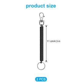 LICQIC 2 Pcs Stretchy Spiral Keyring, elastic keychain, Colourful Plastic Keychain for School, Work (Black + Red)