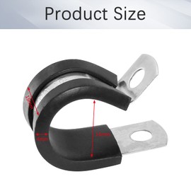 Bonsicoky 20Pcs 5/8 Inch Stainless Steel Cable Clamps, Rubber Cushioned Insulated Pipe Clamp R-type Metal Wire Clamp for Tube, Hose