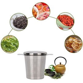 Infusor de té y café de acero inoxidable, filtro de hojas de té/café para el hogar con tapa y asa para colgar en teteras, Filtros de Malla Fina Colador, tazas para preparar té/café de hojas sueltas