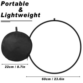 5 in 1 Reflectors with Carry Bag, 60 cm / 23.6 Inch Round Foldable Reflector, Translucent, Silver, Gold, White and Black, 5 in 1 Reflectors for Photo Studio Lighting and Outdoor Lighting