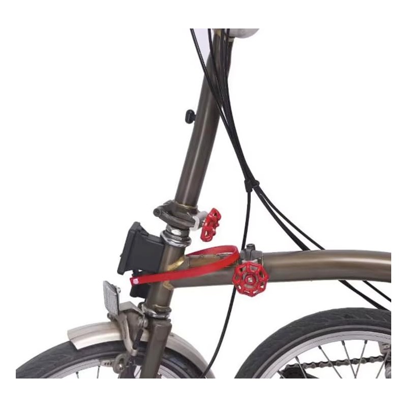 Quick Release Luggage Leather Strap for BROMPTON Red Blue (Red)