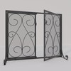 Kingson 2-Panel Fireplace Screen with Doors Handcrafted Wrought Iron Decorative