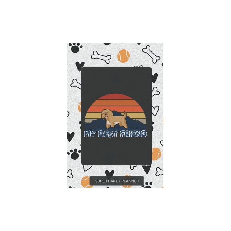 Planner: My Best Friend Cockapoo Striped Sunset Mountain Background -