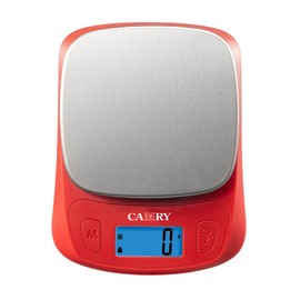 CAMRY Mini Digitale Küchenwaage Kleine Lebensmittelwaage lb/oz/ml/g 5KG/11lb Hochpräzises 1g für Unterwegs Camping Reisen zu Mitnehmen-Rot/Edelstahl