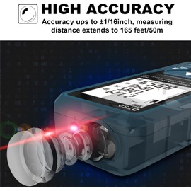 Laser Measuring Tool 165ft, DTAPE Laser Measure, High Accuracy Digital Laser Tape Measure, Portable Laser Distance Meter, Backlit LCD Display, in/Ft/M Units, Distance/Area/Volume/Pythagorean