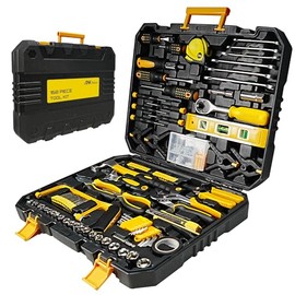 168-Piece Tool Set with Screwdrivers Ratchet Wrenches Tool Kit for Home | Tool Set with Socket Wrenches, Hand Saw, Hammer General Tool Kit for Dorm, Motorcycle, Plumbing Repairs