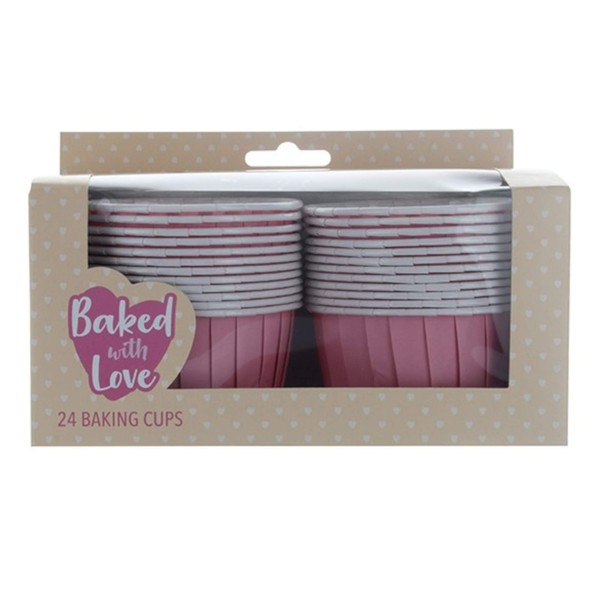 24 Coloured Pink Baking Cups
