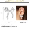 Silver Bow Earrings for Women Trendy Ribbon Bow Knot Stud