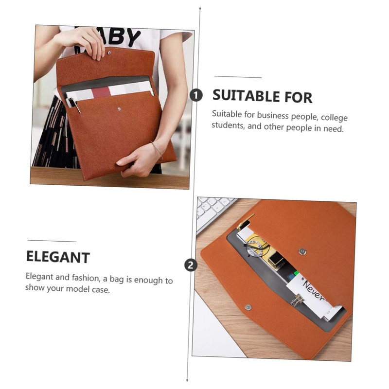 KONTONTY Organizer Briefcase A4 Document Bag Portable Pu Document Envelope