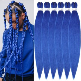 YDDM Pre Stretched Braiding Hair Braiding Hair Extensions Blue Braids Extensions Hair 20 Inch 6packs Box Braid Hair Extensions Hair For Braiding Crochet Hair Braiding (20 Inch, Blue#)