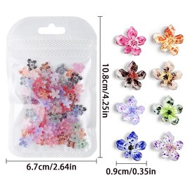 Ice Crystal Jelly Soft Glue Spot Lily Flower Nail Charms Gradient Irregular Colorful 3D Flowers for Nails Design Spring Summer Cute Lilies Floral Nail Charm Resin Flower Charms for Nails Supplies