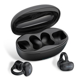 Open Ear Clip Earbuds，Bone Conduction Headphones - Bluetooth 5.3, IPX4 Sweat-Resistant, 50 Hours Playback, Clip-On Style for Running & Workouts - Black