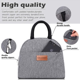 BALORAY Lunch Bag for Women Men Insulated Lunch Box for Adult Reusable Lunch Tote Bag for Work, Picnic or Travel (Grey)