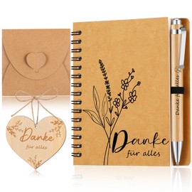 Sinmoe Farewell Gift Colleagues Thank You for All Employees Thank You Gifts Motivational Inspirational Notebook Wooden Ballpoint Pen Mini Spiral Notepad School Companion Thank You for Everything