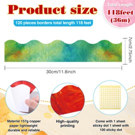 Containlol 118ft Oil Painting Theme Bulletin Board Decoration, Summer Classroom Borders for Bulletin Board for Back to School Classroom Office Wall Chalkboard Poster Decor