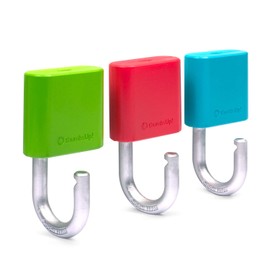 Thumbs Up Padhooks Unisex Youth Wall Hook Padlock, Red, Green, Blue, 5 x 4.8 x 7.3 cm