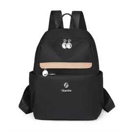 YUESITE Women's Backpack Casual School Bag Daypack Lightweight Waterproof Nylon Travel Backpack for Everyday Travel School Leisure Shopping, black