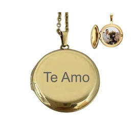 MADIOLA Collar con Dije Relicario de Acero Inoxidable para fotografias. Medallon para fotos Te Amo. Regalo par Hombre o Mujer