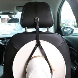 HIASTRA Cowboy Hat Holder for Your Vehicle, Leather Cowboy Hat Mounts for truck, Cowboy Hat Rack for Pickup Truck Keep Your Hat Securely, Black