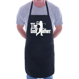 Print4U The Golf Father Apron Funny Birthday Father's Day Cooking Baking BBQ Black