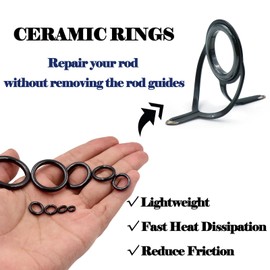 9KM DWLIFE Fishing Rod Eyes Repair Kit 60Pcs Rod Tip Eyelet Repair Accessories 12 Sizes Ceramic Guides Rings Replacement Set