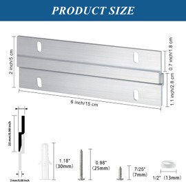 36 Pack French Cleat Hanger Headboard Wall Mounting Brackets Cleat Picture Hanger Kit Z Bar Supports with Plastic Expansion Tube Screws Silicone Dots for Picture Mirror Whiteboard (6 Inch)