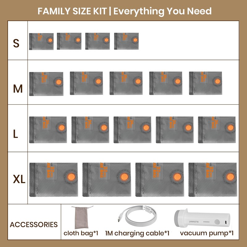 XL Vacuum Storage Bags with Cordless Pump, 18-Pack 4 Sizes