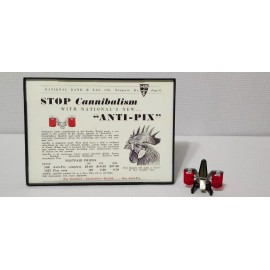 Vintage Pair of National Band &Tag Co. Red Chicken Glasses Anti Pix W/ Framed Ad