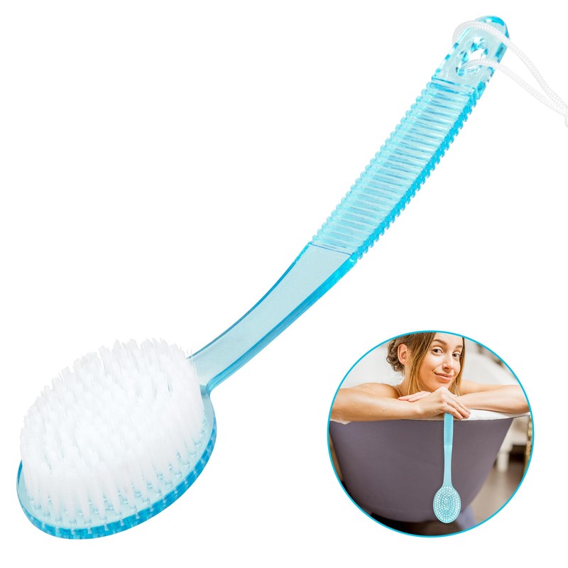 DecorRack Bath Brush with Bristles, Long Handle for Exfoliating Back,
