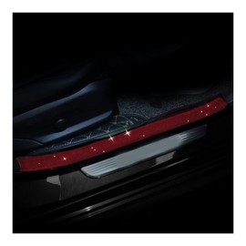 2PCS Car Door Edge Entry Guard, Bling Anti-Collision Adhesive Sticker/Protector Strip for Car Door Sill, Rear Bumper, Universal for Most Cars, SUV, Auto Accessories for Women (Black Red//2.8"x17.8")
