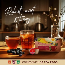 Gya Tea Co Berry Paradise Black Tea K Cups - Highly Caffeinated Smooth Tea K Cups - Start Day with Tea Pods - Finest Black Tea K Cup Tea Pods 2.0-16 Count Tea Gifts