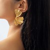 Chunky Gold Leaf Statement Earrings - Large Geometric Studs for