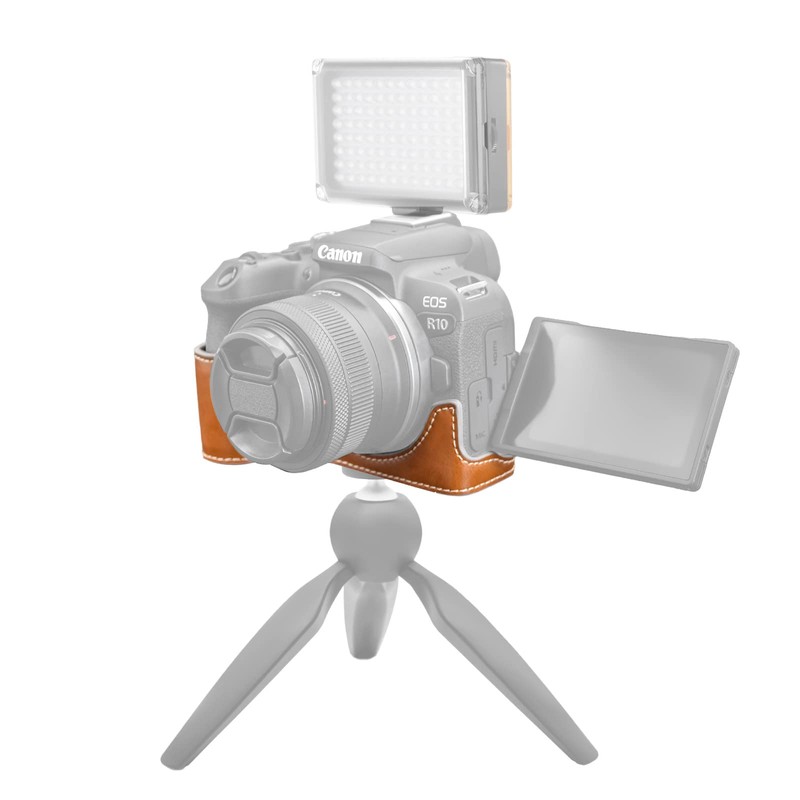 Rieibi EOS R10 Case - Quality PU Leather Half Case