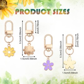 DANUDON 24 Pcs Flower Keychain, Cute Daisy Flower Enamel Charms Handbag Pendant Key Chain Bulk Aesthetic Car Key Ring Charms for Handbags Purse Accessories