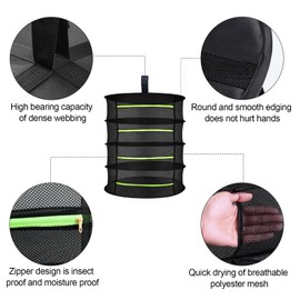 QINGHEC Drying Net for Herbs, 4-Layer Herb Dryer with Zip, Foldable Drying Nets for Hanging Herbs, Spices, for Outdoor, Breathable Net