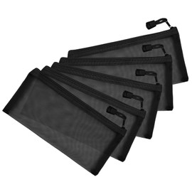 SimautHawk 5 Pieces 7.87" x 4", Zipper Mesh Bags, a Bag with a Zipper Cosmetic Organizer Pouch for Daily or Travel to Keep Small Items(M, 5pcs, Black, 7.87" x 4")