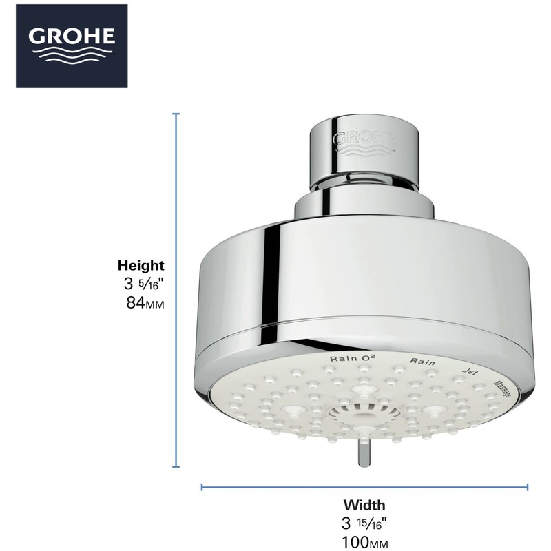 Grohe Tempesta Cosmopolitan 100 4 Spray Functions Shower Head, Starlight