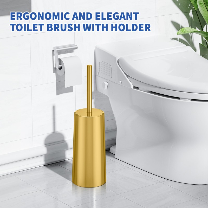 Toilet Brush and Holder, 2 Pack Toilet Brush Stainless Steel,