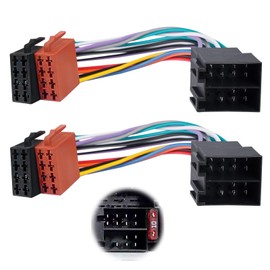 Car Radio Adaptor ISO Wiring Harness 16 Pin ISO Male to Female Cable Connector Universal Cable Connector for VW Fiat Opel Corsa B C Opel Astra F G Pack of 2