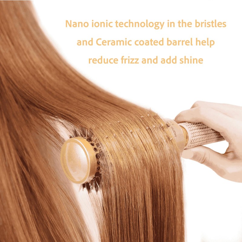JIUANODD Large Round Brush for Blow Out, 2.7 Inch Gold