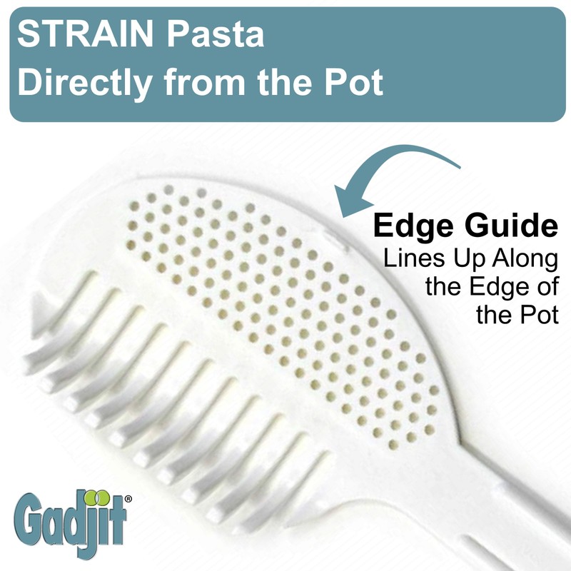 Gadjit Pasta Strain & Serve – Pot Strainer and Pasta