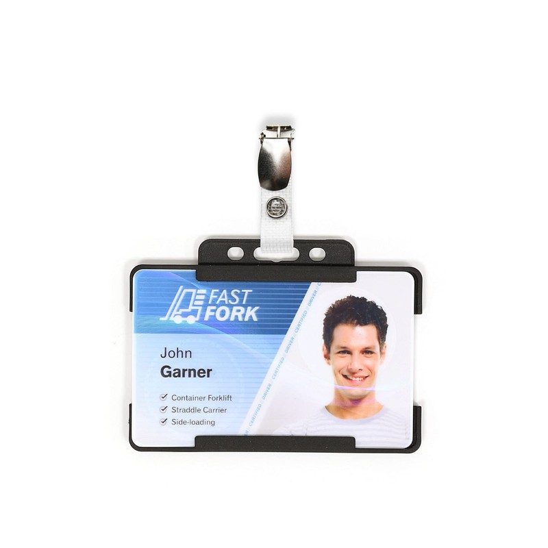 100 x Black BioBadge Landscape ID Card Holders Open-Faced for