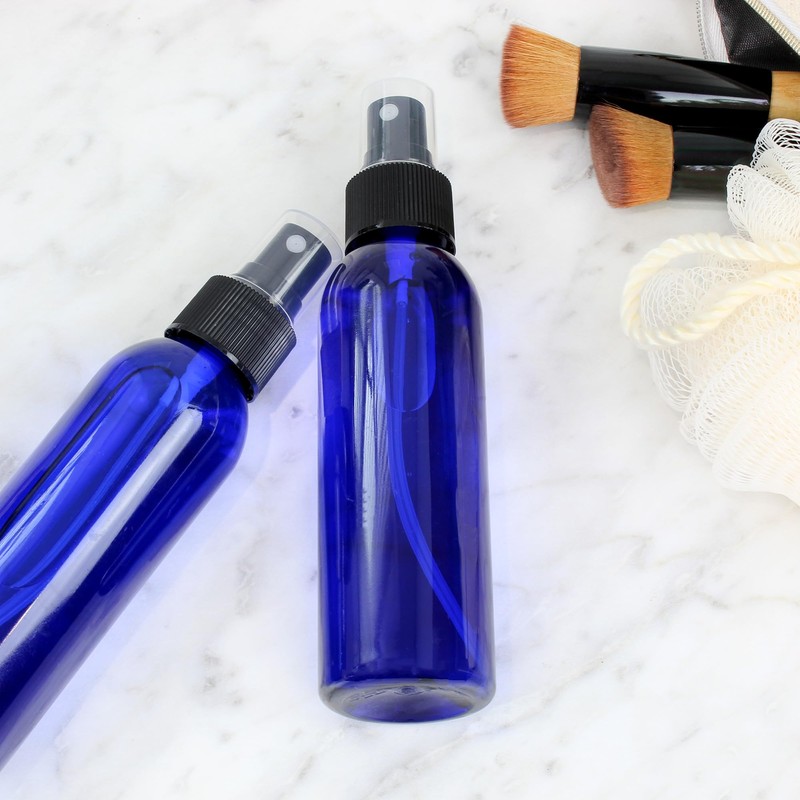 Cornucopia 4oz Blue Empty Plastic Refillable PET Spray Bottles w/Fine