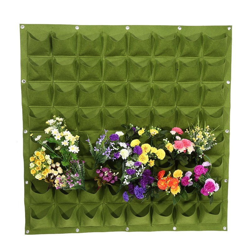 64 Pockets Vertical Outdoor Garden Felt Plants Flower Growing Bag