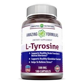 Amazing Nutrition L-Tirosina Aminoácido Esencial 500 mg  180 Cápsulas Vegetales                                                                       