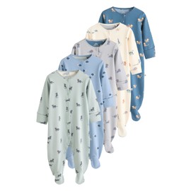 NEXT Patterned Baby Pyjamas Pack of 5, Teal-blue