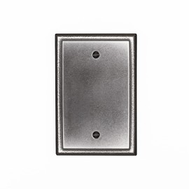 Questech Decor Switch Plate Single Blank Outlet Cover, 1-Gang Single Switch Standard Receptacle Cover, Blank Electrical Wall Plate, Decorative Ambient Design, Brushed Nickel Finish