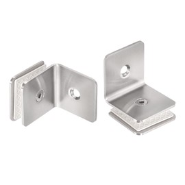 sourcing map Stainless Steel 90 Degree Glass Clamp, 2pcs for 8-12mm Thickness Single Side Square Frameless Glass Corner Clamp Bracket Clip for Shower Door